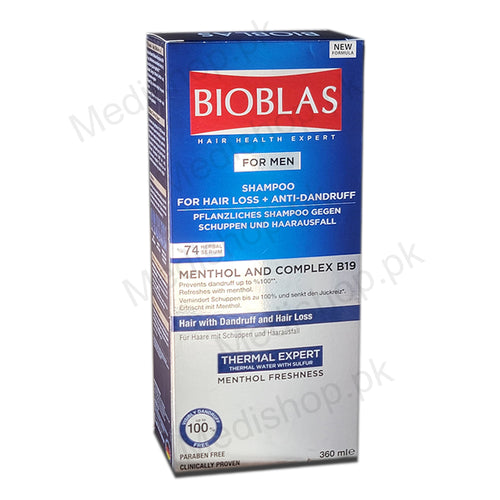 BIOBLAS Menthol and Complex B19 Shampoo For Men Asar Derm