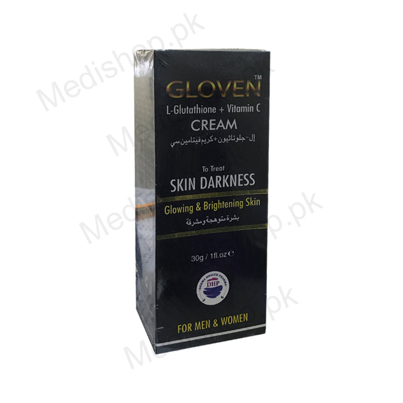 Gloven cream 30g l-glotathione + vitamin c skin darkness glowing brightening men women derma health pharma