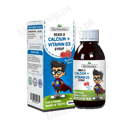 Herbiotics rexis D calcium & vitamin D3 syrup dietary supplement