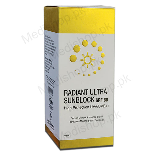 Radiant Ultra Sun Block SPF 60 40ml sun care skin care asraDerm