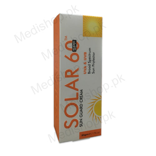 Solar 60spf sun guard block care protection cream 50gm trans asian