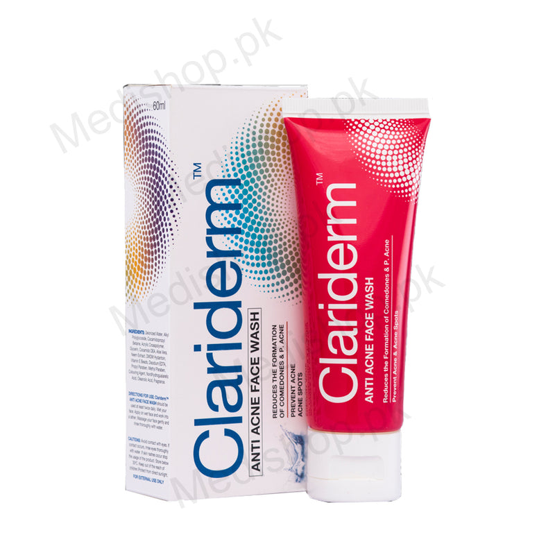  clariderm anti acne face wash helix pharma