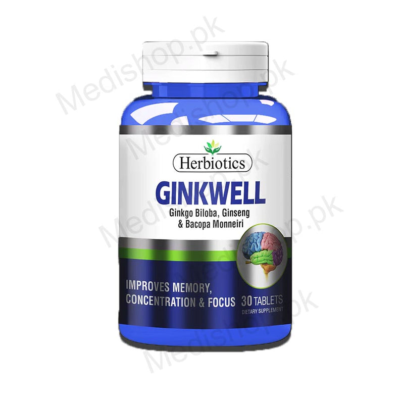 herbiotics ginkwell ginkgo bilona ginseng & bacopa monneiri dietary supplement