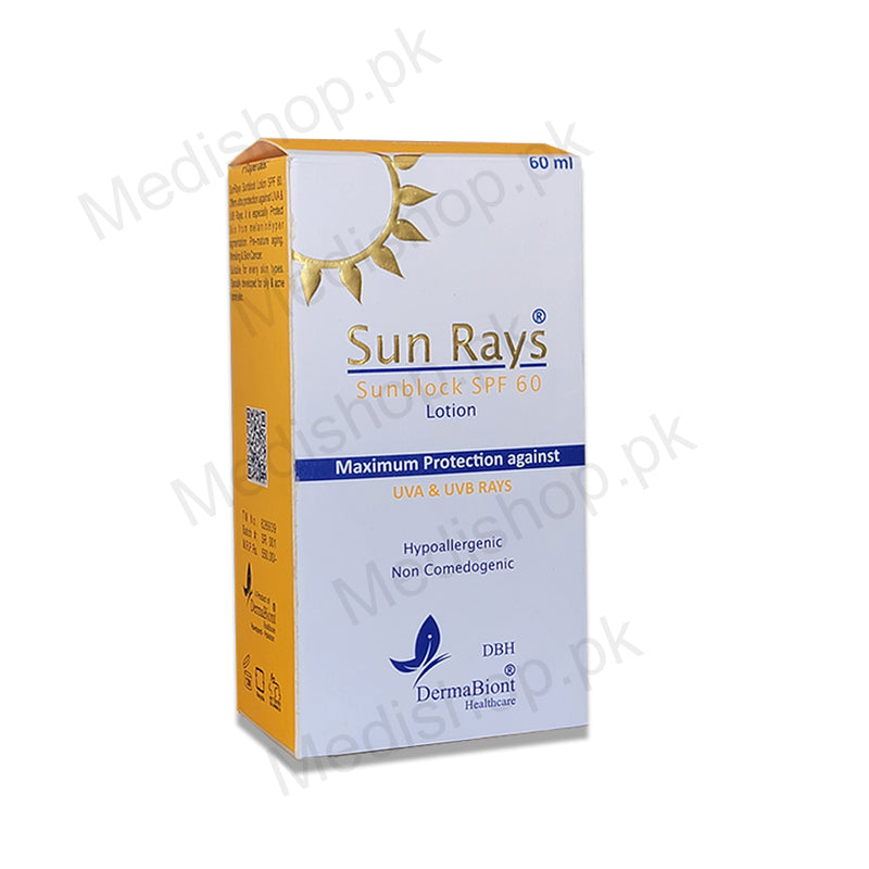    sunrays sunblock spf60 maximum protection derma biont