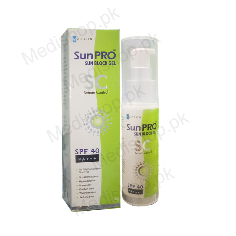 sunpro sunblock sc gel spf40 mazton pharma