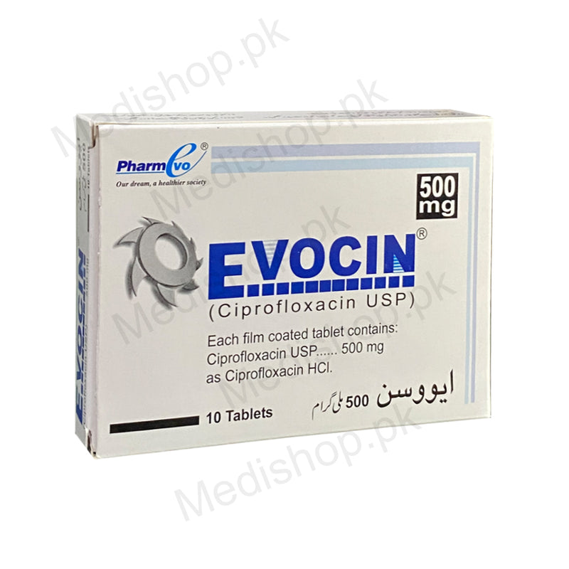 Evocin tablets ciprofloxacin USP 500mg Pharmevo