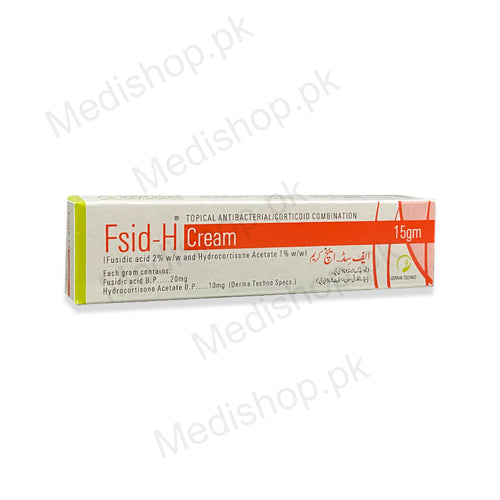  Fsid-H Cream 15gm Fusidic Acid 2% w/w and Hydrocortisone Acetate 1% w/w  skin care treatment derma techno pakistan