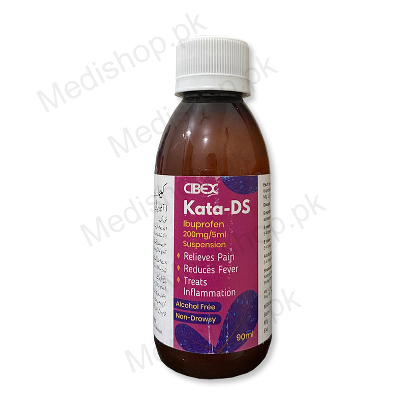 Kata-DS Ibuprofen 200mg/5ml suspension Relieves pain fever treats inflamation 90ml cibex