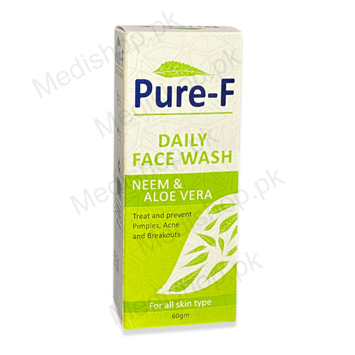     Pure-F daily face wash 60gm neem aloe vera skin treatment pimples acnes breakouts Rafaq