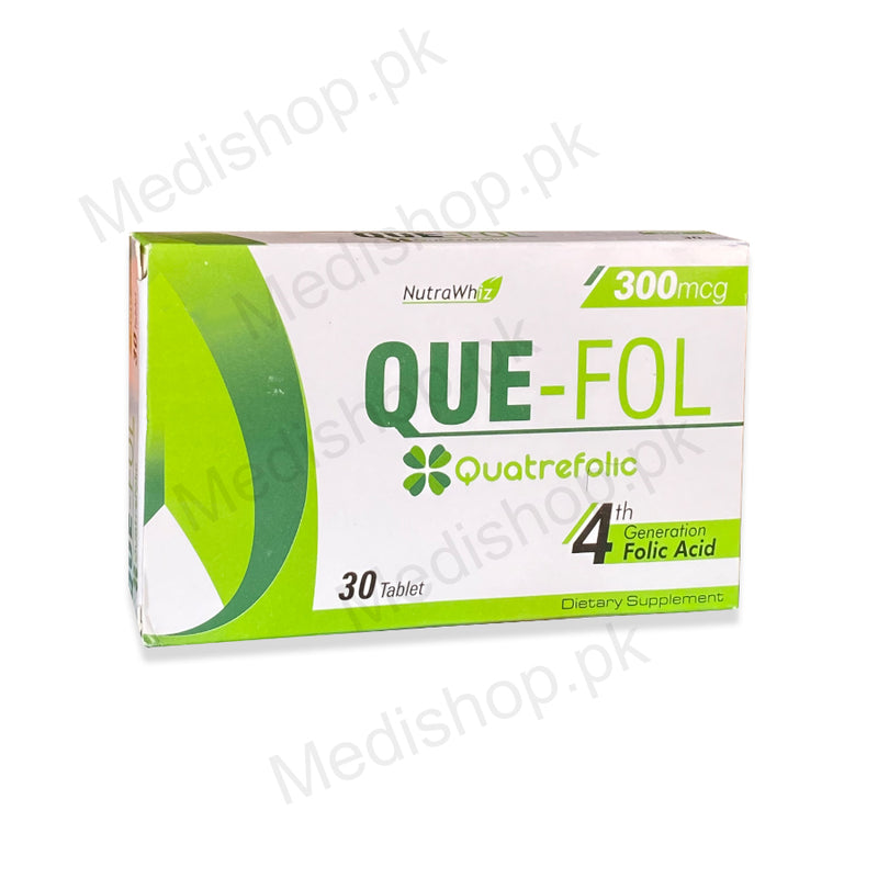    Que-Fol quatrefolic folic acid supplement 300mcg whiz laboratories